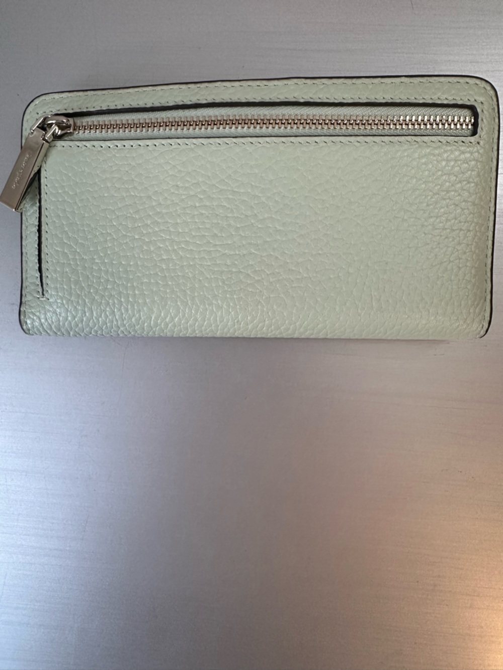 Kate Spade Dumpling Pebbled Leather Large Slim Bifold Wallet Light Olive Green - Picture 5 of 9
